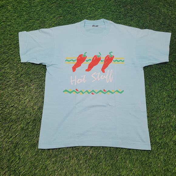 Vintage 80s 90s Hot Stuff Chili Pepper T-Shirt Mens Large Retro Graphic - Picture 1 of 5